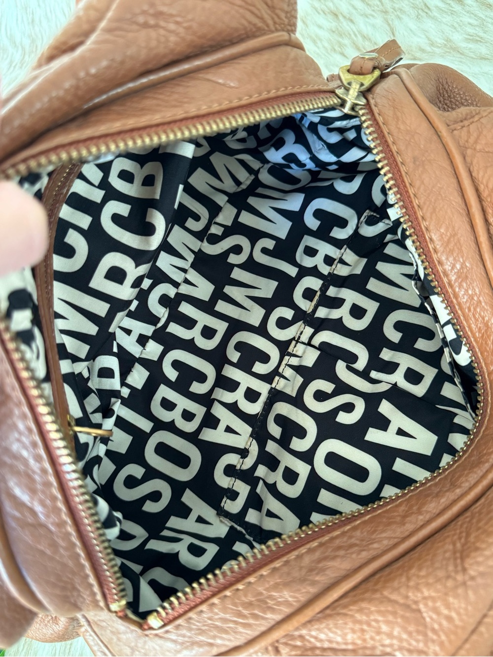 Marc Jacobs Cognac Leather Satchel with Gold Hardware - Picture 8 of 12